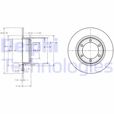 Тормозной диск DELPHI BG2107 для CITROËN 2