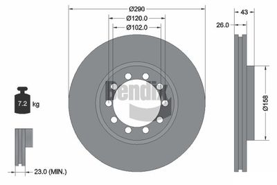 Тормозной диск BENDIX Braking BDS2089 для RENAULT MASCOTT