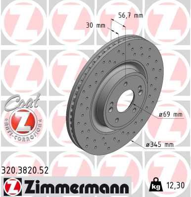 ZIMMERMANN 320.3820.52 Тормозные диски для KIA STINGER (Киа Стингер)