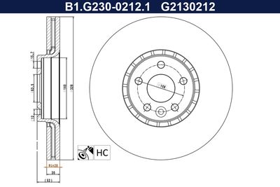 спирачен диск GALFER B1.G230-0212.1