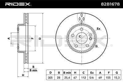 спирачен диск RIDEX 82B1678
