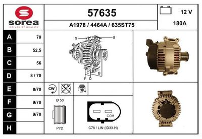 Генератор EAI 57635 для CHRYSLER 300C