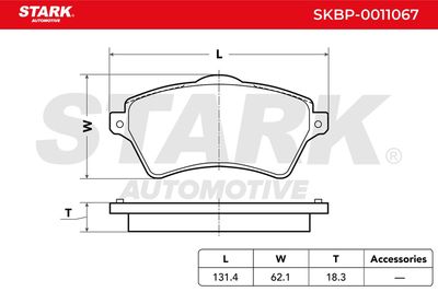 комплект спирачно феродо, дискови спирачки STARK SKBP-0011067