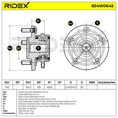 комплект колесен лагер RIDEX 654W0645