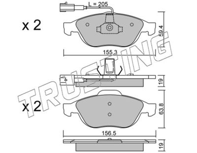 TRUSTING 229.0 Тормозные колодки и сигнализаторы  для LANCIA LYBRA (839_) 1.6 16V (839AXA1A)