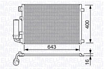 Конденсатор, кондиционер MAGNETI MARELLI 350203670000 для NISSAN QASHQAI