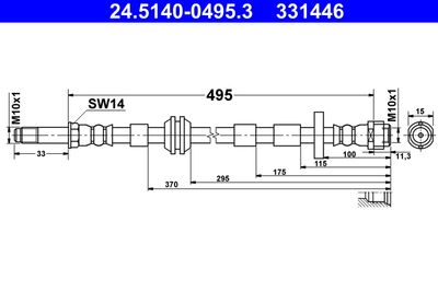 ATE 24.5140-0495.3 Тормозной шланг  для AUDI A8 (Ауди А8)
