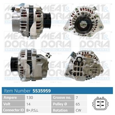 MEAT & DORIA 5535959 Генератор для HONDA CIVIC VII Hatchback (EU, EP, EV)