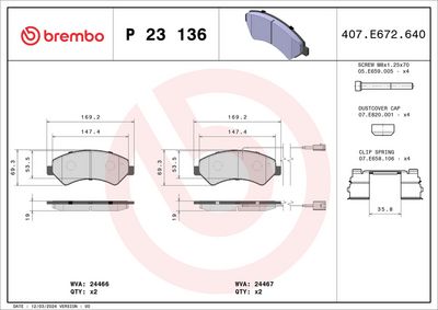 Комплект тормозных колодок, дисковый тормоз P 23 136