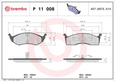 BREMBO Remblokkenset, schijfrem PRIME LINE (P 11 008)