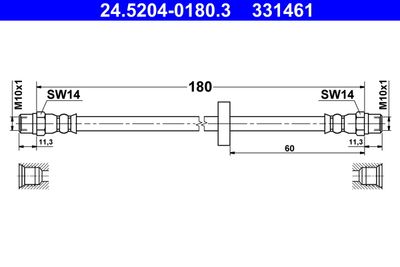 Тормозной шланг ATE 24.5204-0180.3 для AUDI 50