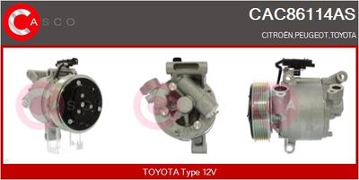 Компрессор, кондиционер CASCO CAC86114AS для PEUGEOT 108
