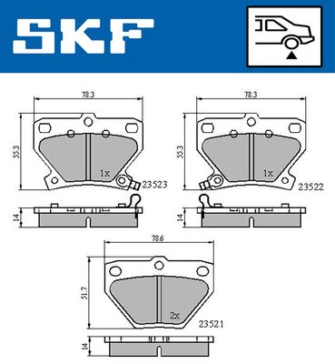 Комплект тормозных колодок, дисковый тормоз SKF VKBP 90559 A для TOYOTA IST