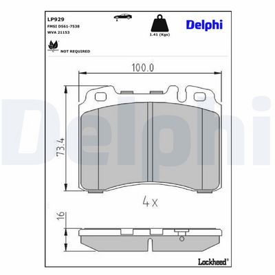 BREMSBELAGSATZ SCHEIBENBREMSE DELPHI LP929