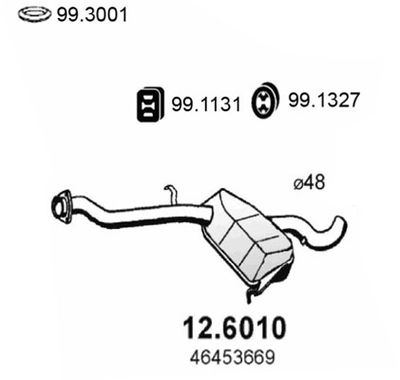 Средний глушитель выхлопных газов ASSO 12.6010 для FIAT COUPE