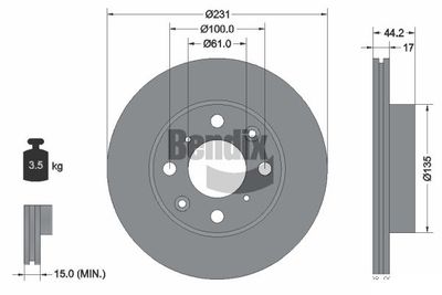 Тормозной диск BENDIX Braking BDS2225 для HONDA ACTY