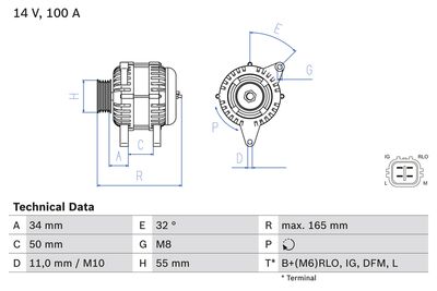 GENERATOR / ALTERNATOR BOSCH 0986082350