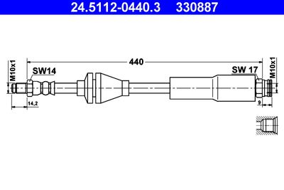 Тормозной шланг ATE 24.5112-0440.3 для FIAT PANDA