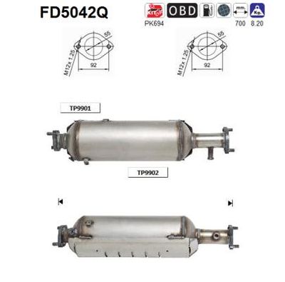 Filtr sadzy / filtr cząstek stałych, układ wydechowy AS 2899027260