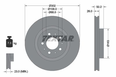 Тормозной диск TEXTAR 92092300 для VOLVO S70