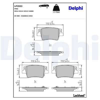 комплект спирачно феродо, дискови спирачки DELPHI