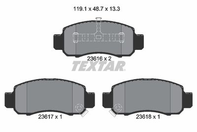Комплект тормозных колодок, дисковый тормоз TEXTAR 2361601 для HONDA INSIGHT