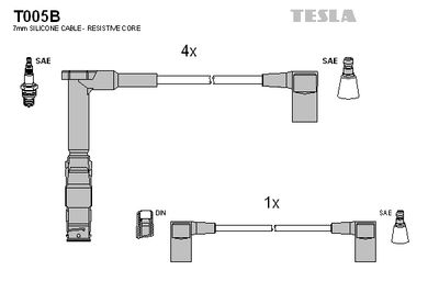 Комплект проводов зажигания TESLA T005B для MERCEDES-BENZ 190