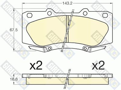 GIRLING 6135349 Тормозные колодки и сигнализаторы для TOYOTA HILUX VII Пикап (_N1_, _N2_, _N3_) 3.0 D-4D 4WD (KUN26)