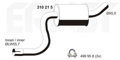 ERNST 310215 Глушитель выхлопных газов  для FORD FIESTA V (JH_, JD_) ST150