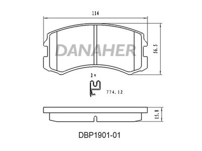 Комплект тормозных колодок, дисковый тормоз DANAHER DBP1901-01 для MITSUBISHI LANCER
