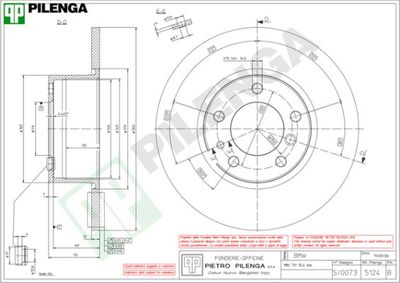 PILENGA 5124 Тормозные диски  для BMW 5 (E34) 520 i 24V
