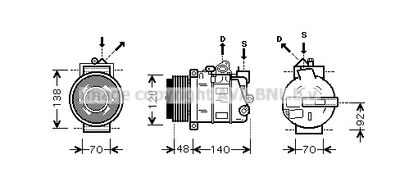 Компрессор, кондиционер AVA QUALITY COOLING MSAK393 для MERCEDES-BENZ CLC-CLASS