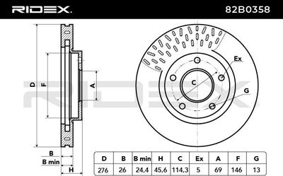 спирачен диск RIDEX 82B0358