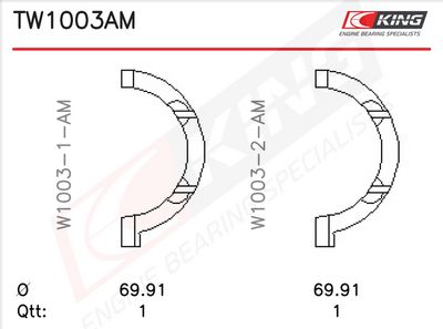 к-кт аксиални шайби колянов вал KING TW1003AM