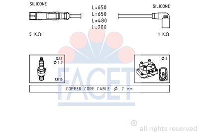 Комплект проводов зажигания FACET 4.9585 для SEAT EXEO