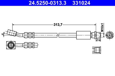 Тормозной шланг ATE 24.5250-0313.3 для OPEL MERIVA