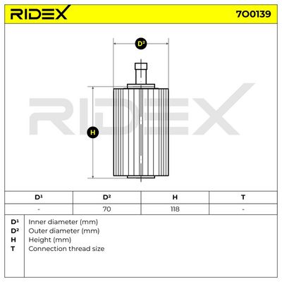 маслен филтър RIDEX 7O0139