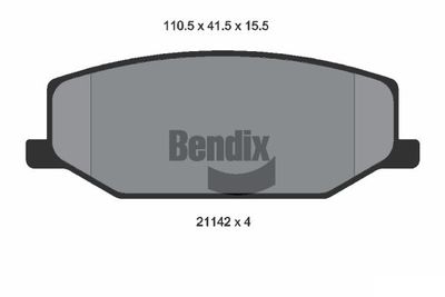 Комплект тормозных колодок, дисковый тормоз BENDIX Braking BPD1463 для MAZDA AZ