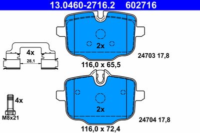 Комплект тормозных колодок, дисковый тормоз ATE 13.0460-2716.2 для BMW 8