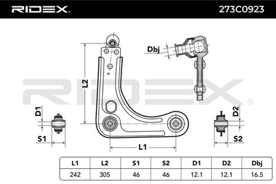 носач, окачване на колелата RIDEX 273C0923