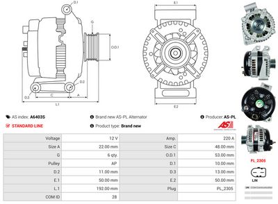 GENERATOR / ALTERNATOR AS-PL A6403S 4