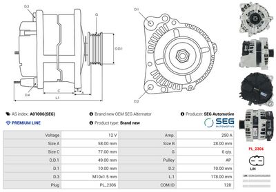 GENERATOR / ALTERNATOR AS-PL A01006SEG 4