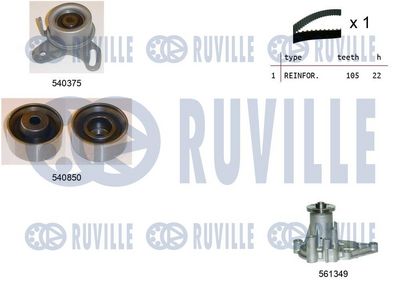 водна помпа+ к-кт ангренажен ремък RUVILLE 5503141