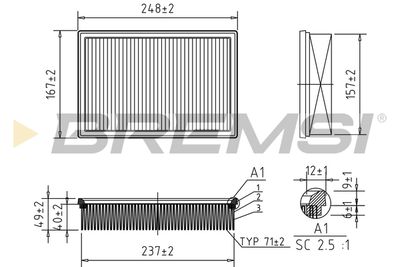 BREMSI FA1361 Воздушный фильтр  для PEUGEOT 307 Break (3E) 2.0