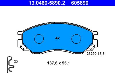 Комплект тормозных колодок, дисковый тормоз ATE 13.0460-5890.2 для MITSUBISHI DELICA