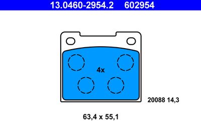 Комплект тормозных колодок, дисковый тормоз ATE 13.0460-2954.2 для VOLVO 140