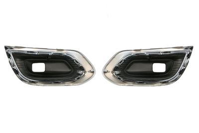 Voorbumper afdekking Voor Links/Rechts (met verchroomde streep, met mistlampgaten, plastic, zwart) past: RENAULT KADJAR 10.18-