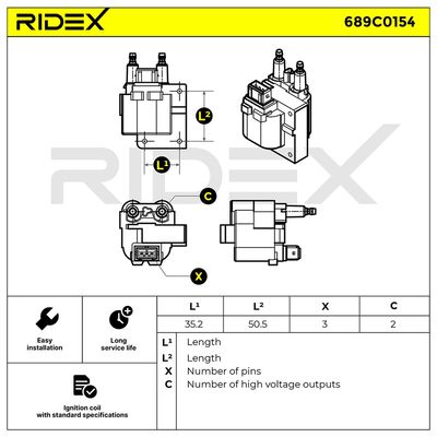запалителна бобина RIDEX 689C0154