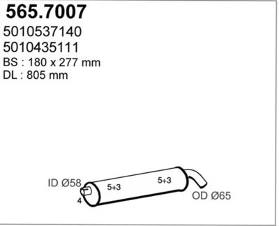 Средний / конечный глушитель ОГ ASSO 565.7007 для RENAULT TRUCKS MASCOTT