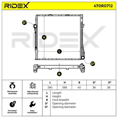 радиатор, охлаждане на двигателя RIDEX 470R0712